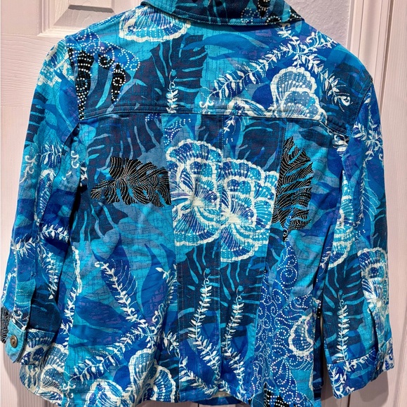 Ruby Rd. Blue and White Patterned Jacket - Picture 2 of 3
